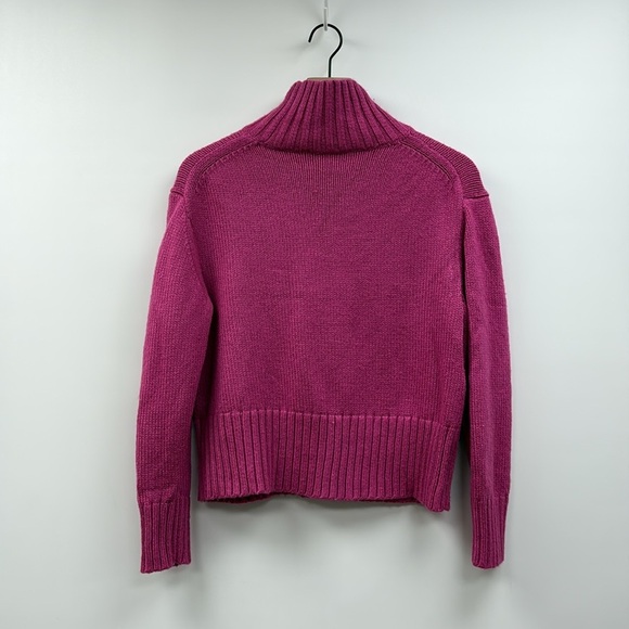 Ann Taylor Ribbed Knit Turtleneck Relaxed Pullover Boxy Wool Sweater Magenta XS - Picture 5 of 8